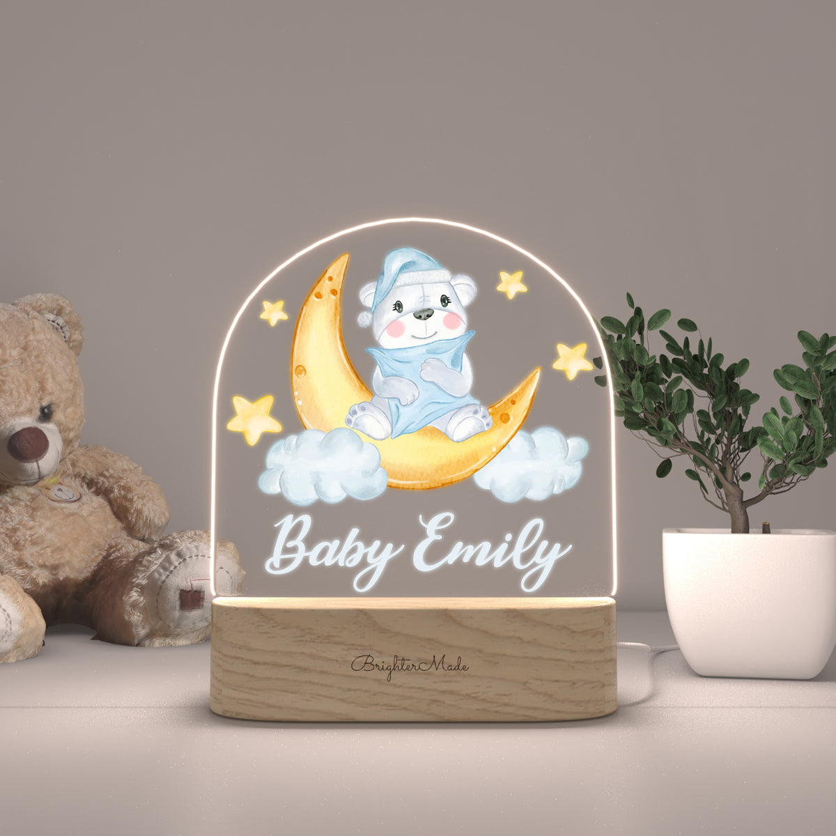 Watercolor Bear - Personalized Night Light