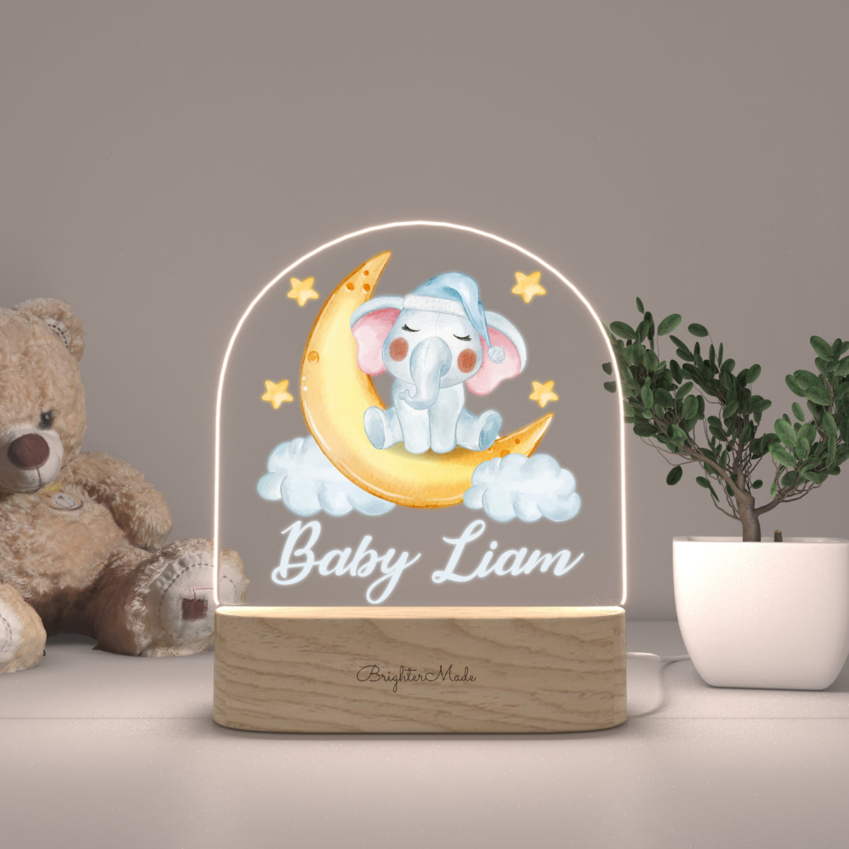 Watercolor Elephant- Personalized Night Light