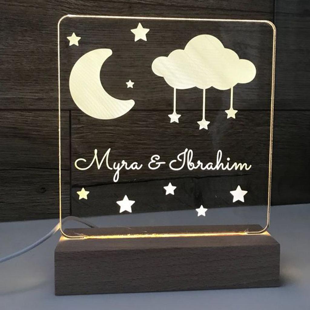 Moon &amp; Stars - Personalized Night Light - Brighter Made